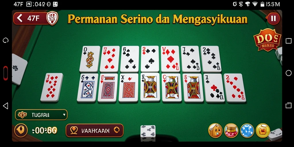 Tampilan gameplay seru di 47F dengan elemen strategi domino.
