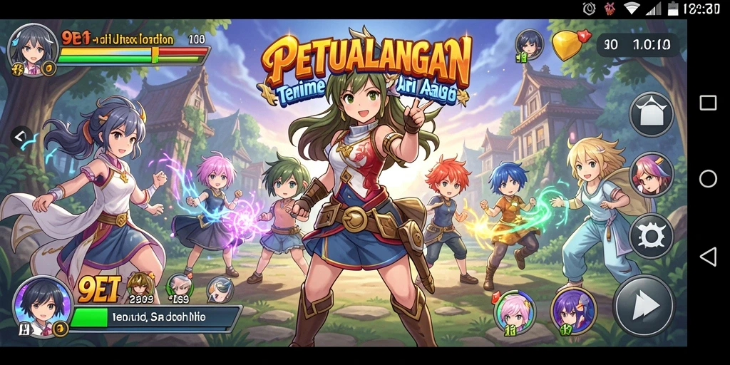 Screenshot gameplay <strong>9ET</strong> menampilkan pertarungan seru dengan karakter anime ikonik.