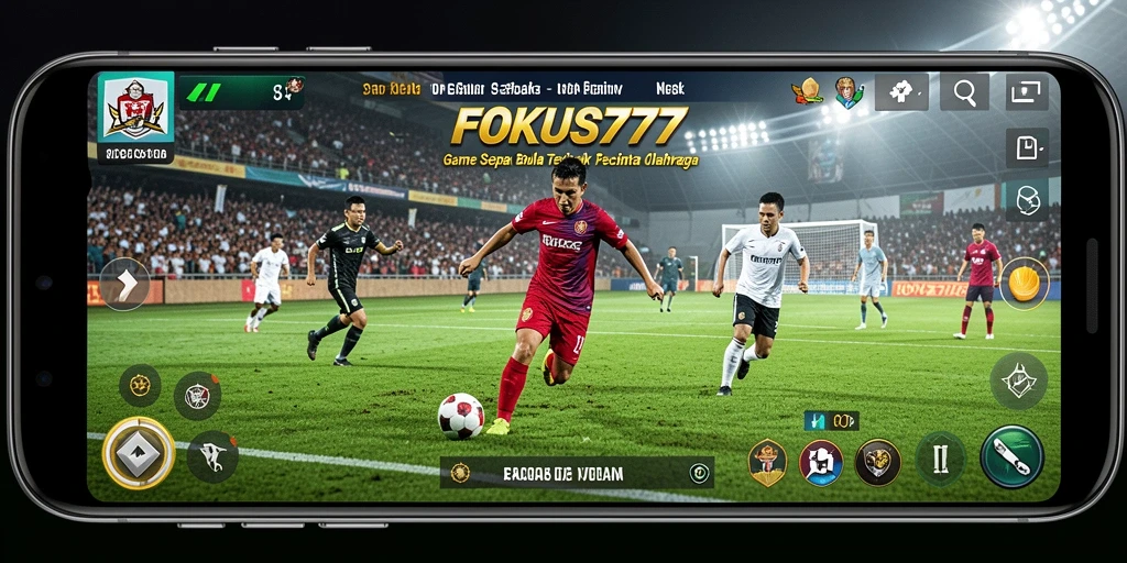 Screenshot gameplay FOKUS777 menampilkan aksi sepak bola seru.