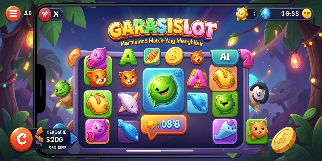 Tampilan menarik saat mencocokkan simbol di GARASISLOT.