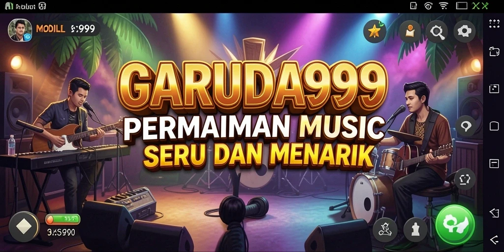 Tampilan gameplay GARUDA999 menampilkan berbagai tantangan musik yang seru.