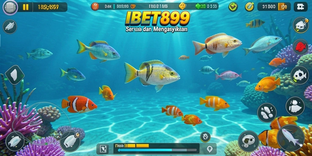Tampilan gameplay IBET899 dengan aksi tembak ikan yang seru.