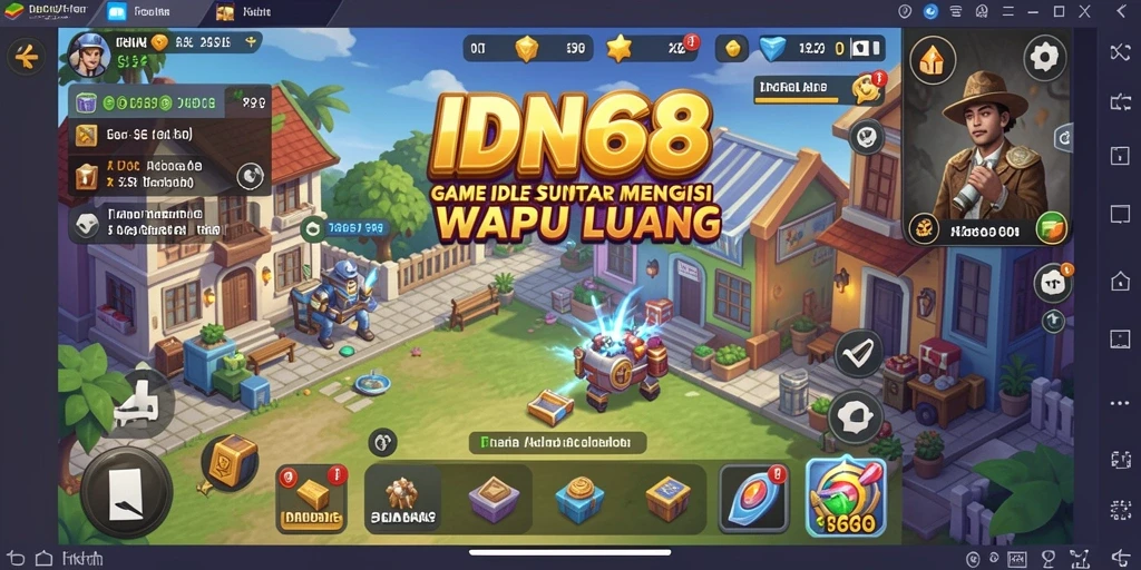 Tangkapan layar gameplay IDN668 menampilkan karakter dan aktivitas menarik dalam permainan Idle.