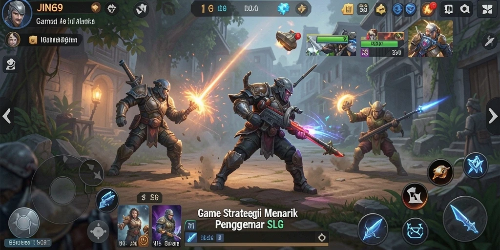 Tangkapan layar utama gameplay SLG JIN69 yang menarik.