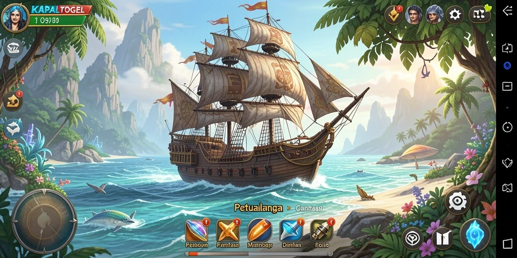 Screenshot gameplay KAPALTOGEL menampilkan aksi pertempuran yang mendebarkan.
