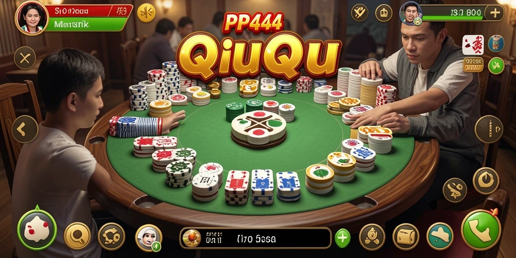 Tampilan gameplay seru dari PP444 dengan kartu QiuQiu.