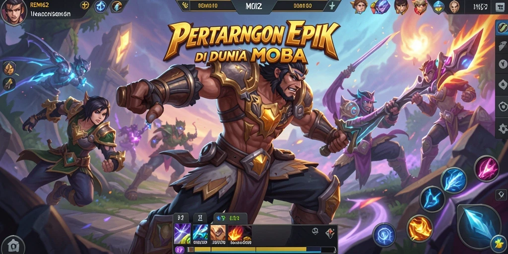 Tampilan gameplay seru di REMI62 dengan strategi MOBA.