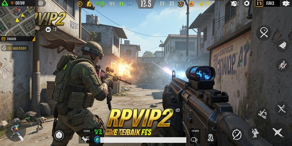 Screenshot aksi seru gameplay FPS dalam RPVIP2.
