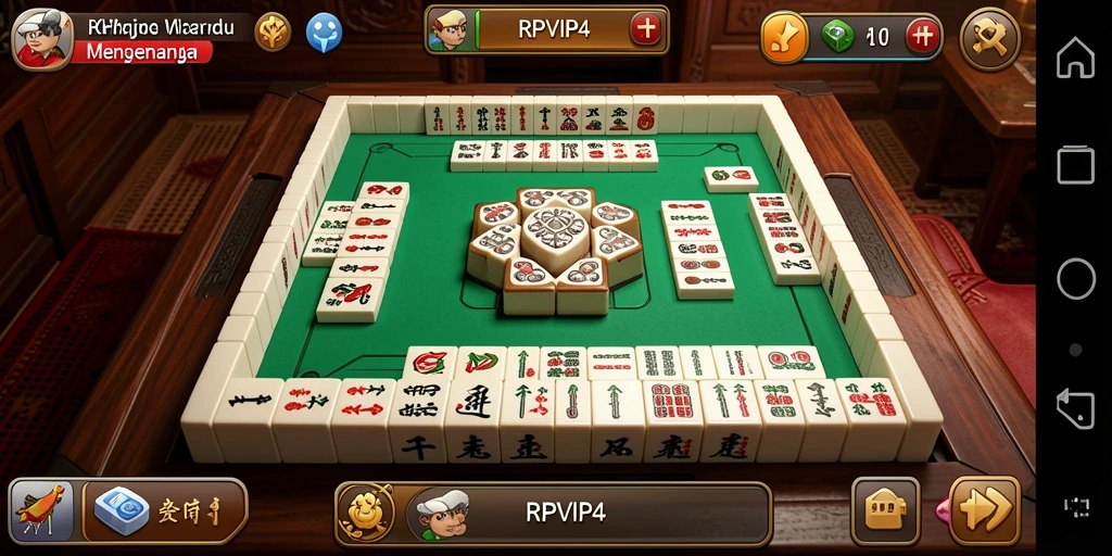 Tangkapan layar gameplay RPVIP4 menampilkan aksi Mahjong yang menarik.